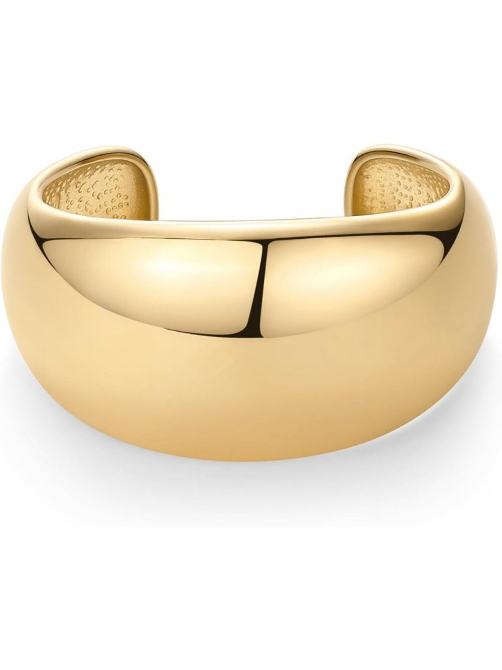 14K Gold Plated Chunky Cuff Bracelet for Women - Waterproof Stainless Steel